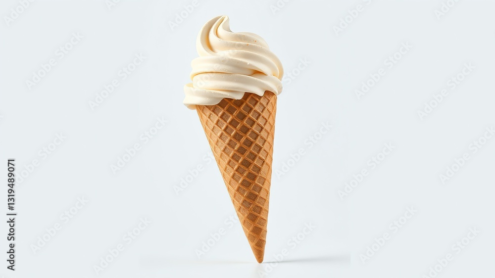 Delicious Ice Cream Cone Isolated on White Background Delicious Ice Cream Cone Isolated on White Background