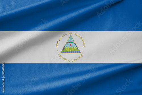 Nicaragua National Flag Waving in the Wind