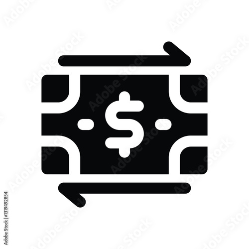 transfer money glyph icon. Strong and solid vector icon for websites, mobile interfaces, presentations, and visual branding. High quality and easy to edit.