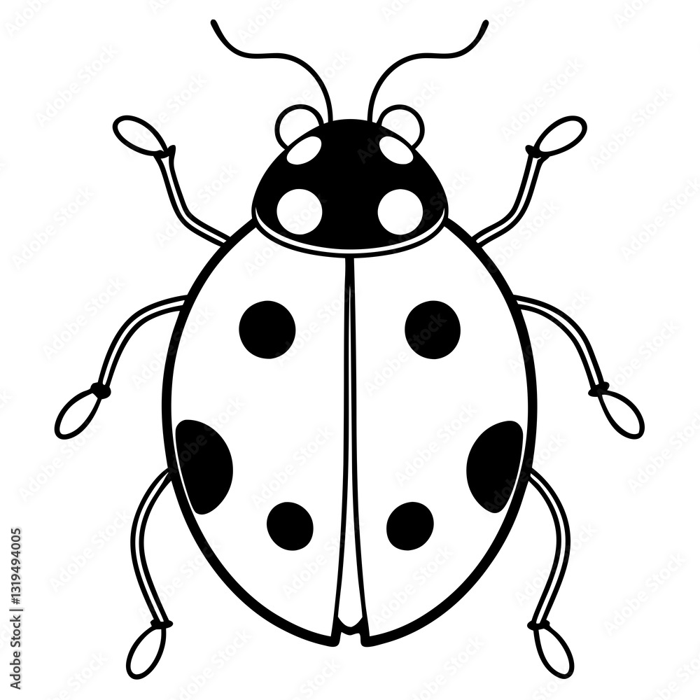 Obraz premium Minimalist Ladybug Vector Line Art