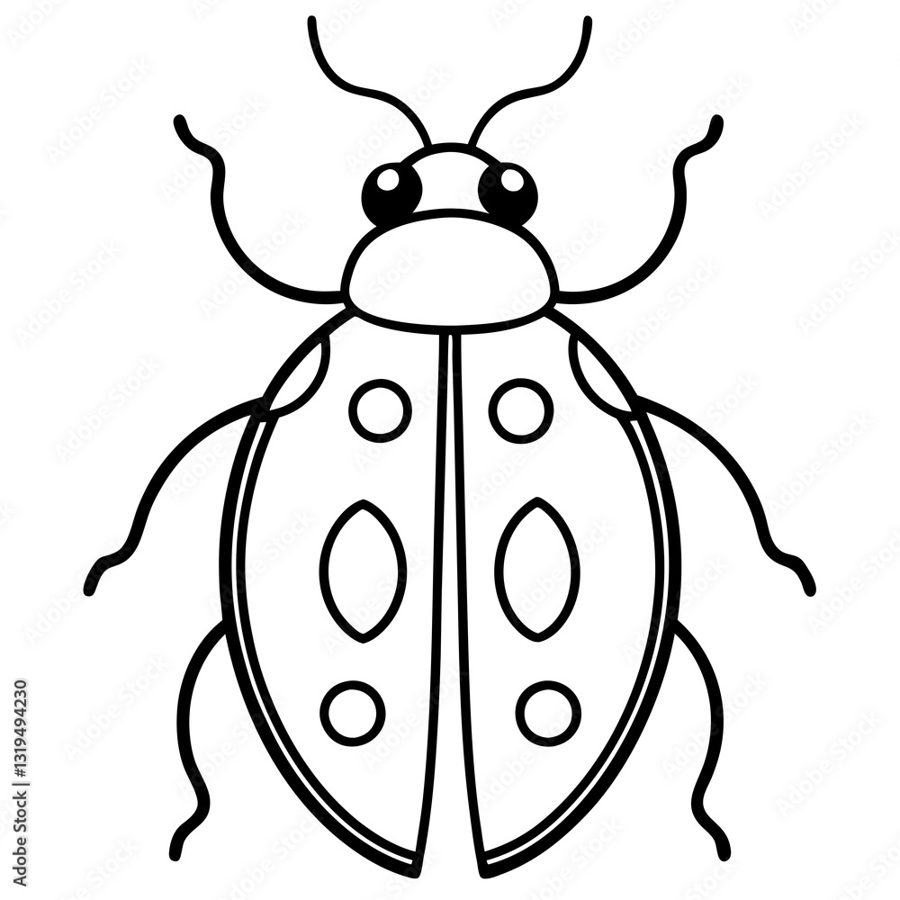 Obraz premium Minimalist Ladybug Vector Line Art