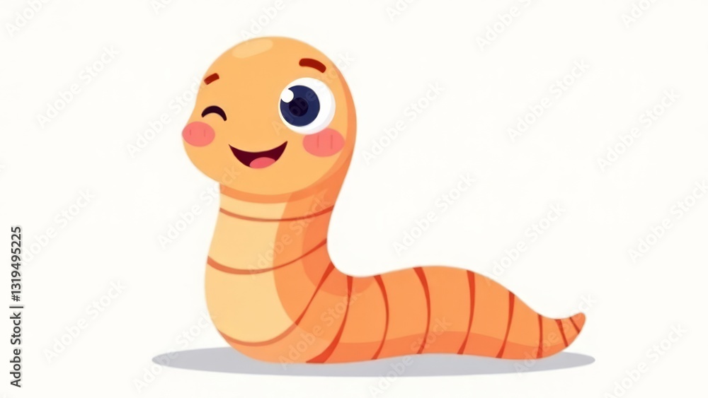Fototapeta premium illustration of a smiling worm in close-up.