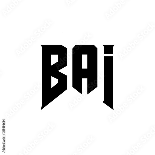 BAI letter logo design for technology company. BAI logo design black and white color combination. BAI logo, BAI vector, BAI design, BAI icon, BAI alphabet. BAI typography logo design.