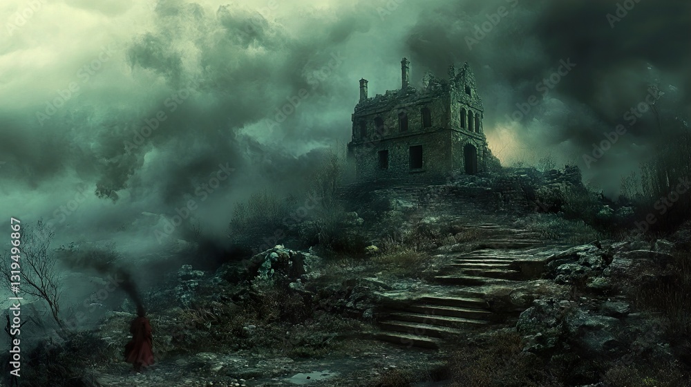 Dark Ruins on Foggy Hill: A Gothic Landscape Dark Ruins on Foggy Hill: A Gothic Landscape