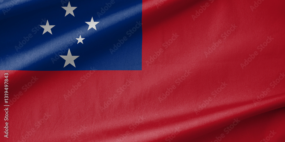 Samoa National Flag Waving in the Wind Samoa National Flag Waving in the Wind