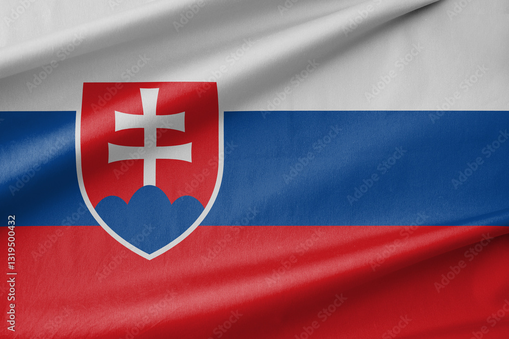 Obraz premium Slovakia National Flag Waving in the Wind