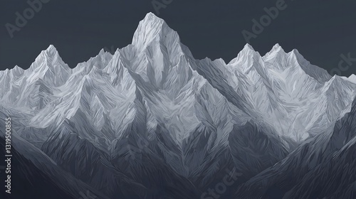 A Stylized Artistic Depiction of an Alpine Mountain Range