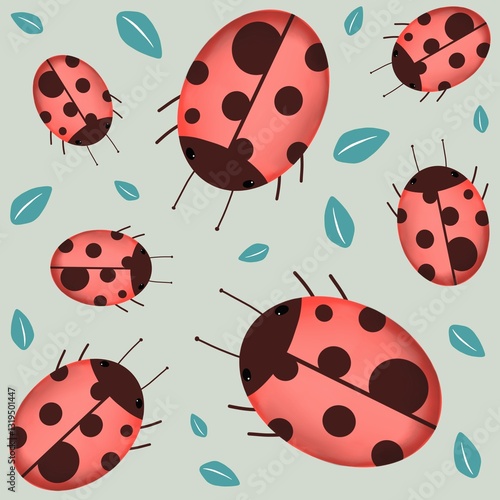 Ladybird seamless pattern