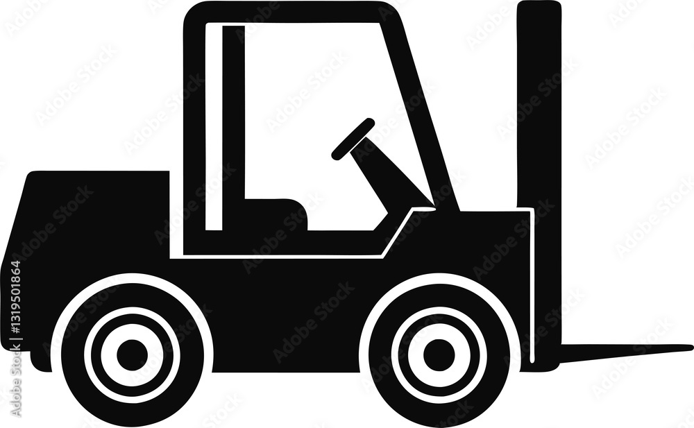 Fototapeta premium Set of Black Cereal Icon, Christmas Holly-Berry Leaves Vector Illustration, Black Forklift Truck Vector Icon
