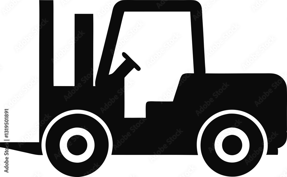 Fototapeta premium Set of Black Cereal Icon, Christmas Holly-Berry Leaves Vector Illustration, Black Forklift Truck Vector Icon