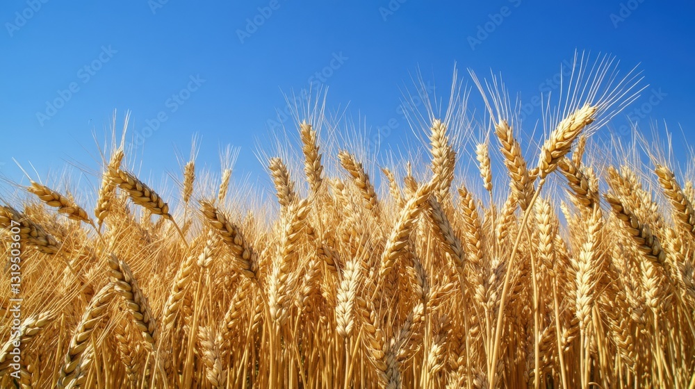 Golden wheat fields sway gently beneath a bright blue sky ready for harvest Golden wheat fields sway gently beneath a bright blue sky ready for harvest