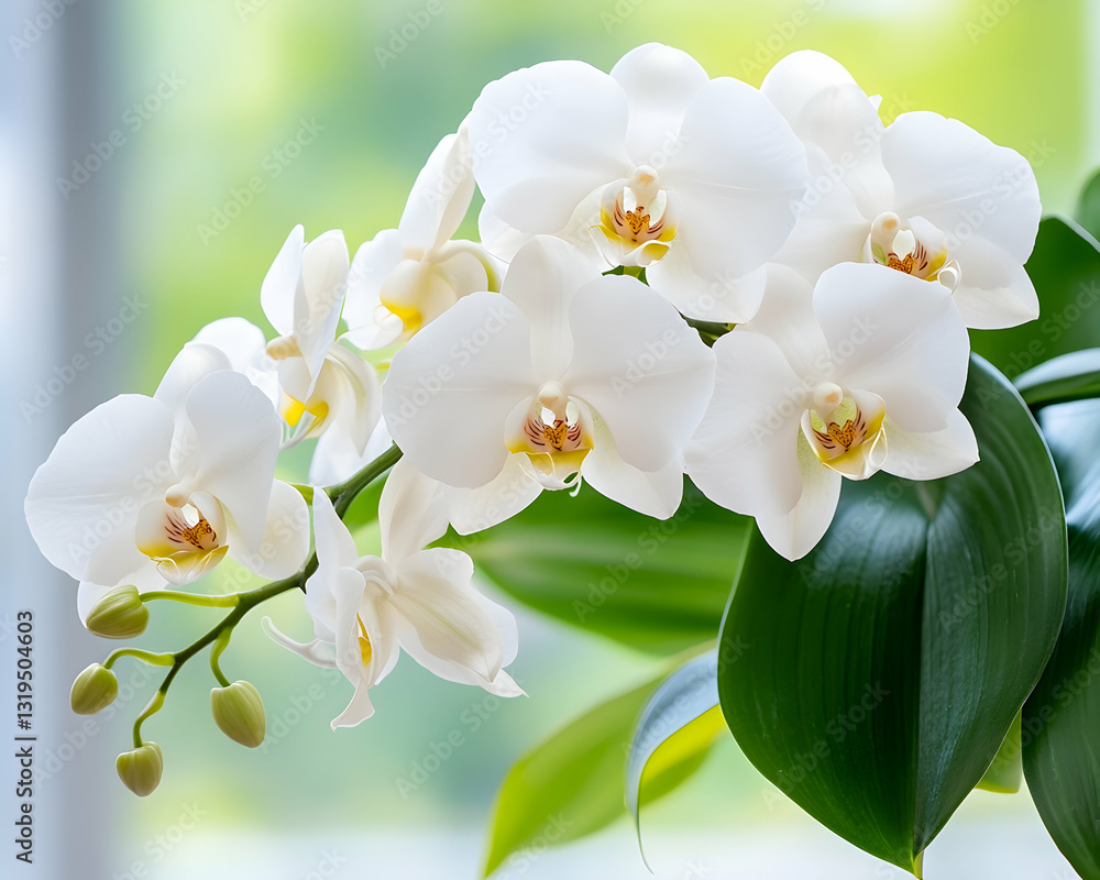 Fototapeta premium Delicate white orchids in bloom
