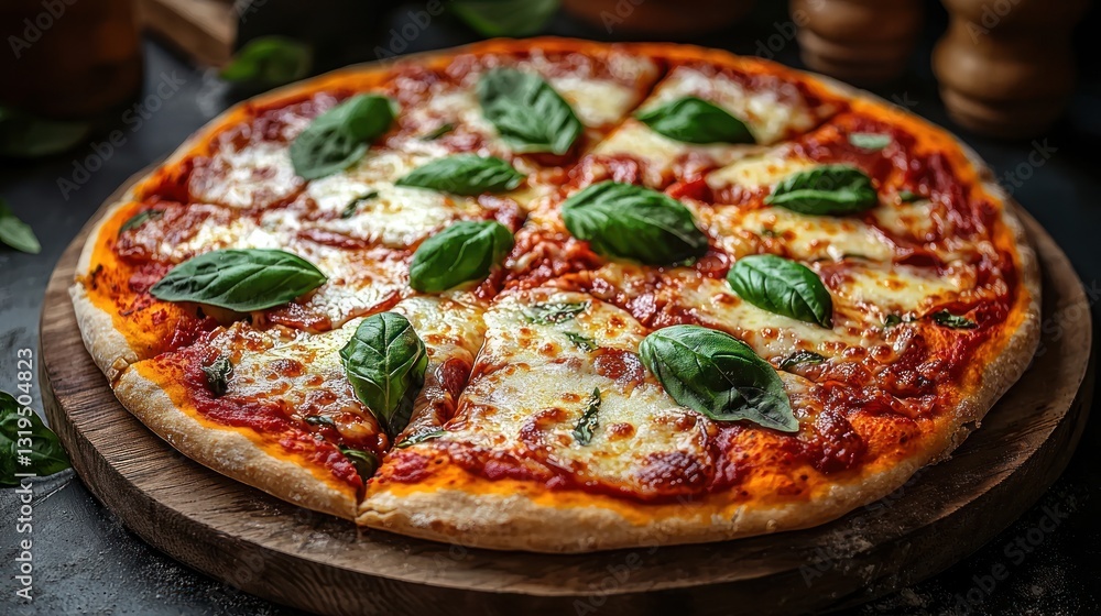 Delicious pizza with basil Delicious pizza with basil