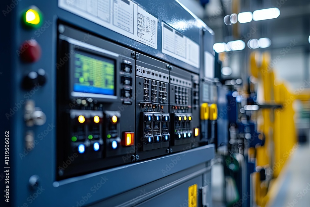 A close up view of industrial control panel displays A close up view of industrial control panel displays