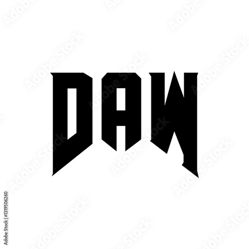DAW letter logo design for technology company. DAW logo design black and white color combination. DAW logo, DAW vector, DAW design, DAW icon, DAW alphabet. DAW typography logo design.