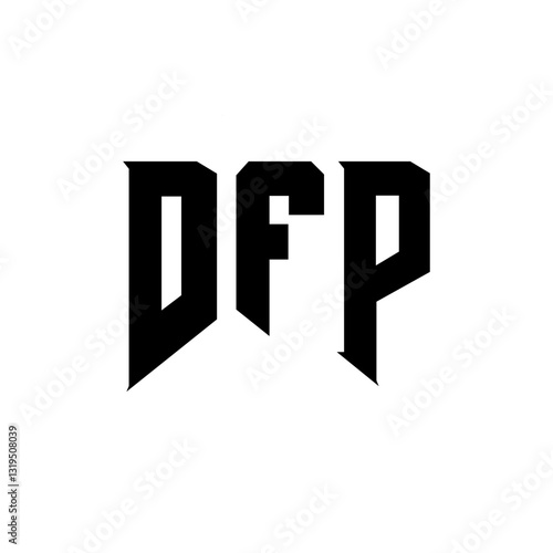 DFP letter logo design for technology company. DFP logo design black and white color combination. DFP logo, DFP vector, DFP design, DFP icon, DFP alphabet. DFP typography logo design.