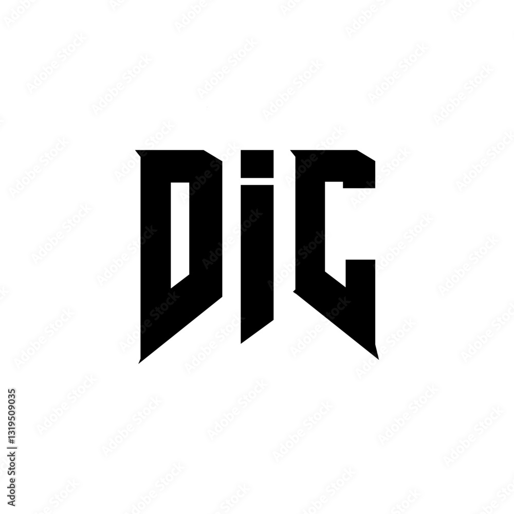 Obraz premium DIC letter logo design for technology company. DIC logo design black and white color combination. DIC logo, DIC vector, DIC design, DIC icon, DIC alphabet. DIC typography logo design.