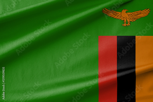 Zambia National Flag Waving in the Wind