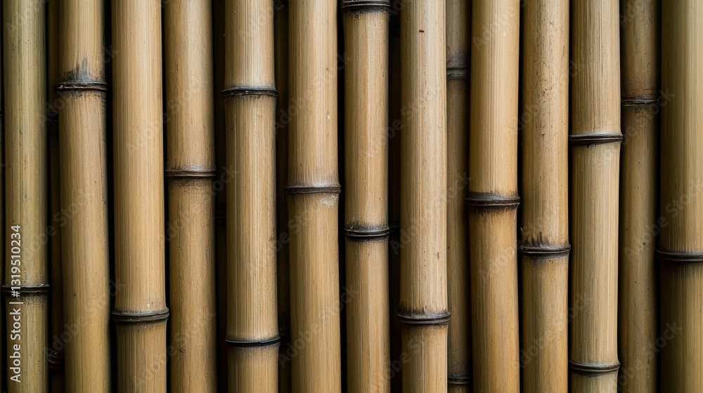 Fototapeta premium Natural bamboo wall with vertical strips creating a unique texture and organic aesthetic