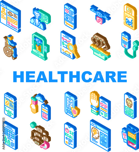 healthcare innovations icons set vector