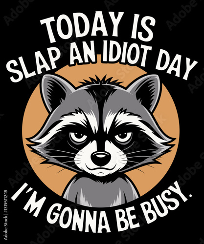 Today Is Slap An Idiot Day I'm Gonna Be Busy funny Raccoon Meme