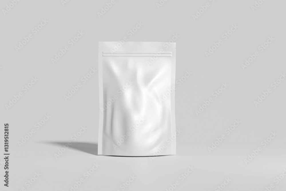 Stand-up pouches at different angles isolated on a white background. White doypacks Stand-up pouches at different angles isolated on a white background. White doypacks