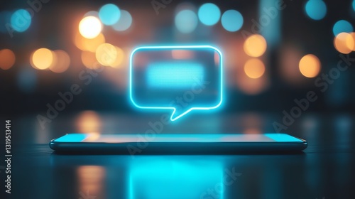 A glowing notification icon signaling a new customer inquiry on a tablet screen.