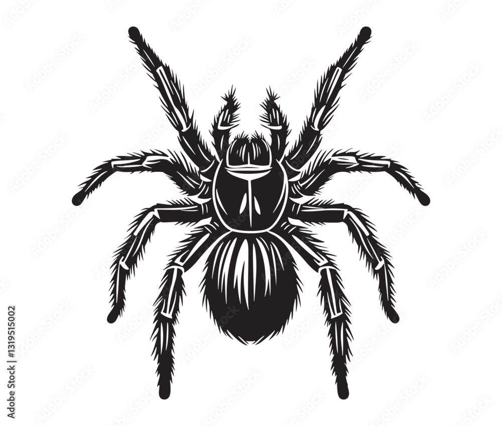 Obraz premium Tarantula isolated on white background. Hand-drawn arachnid design for tattoos. Tarantula illustration