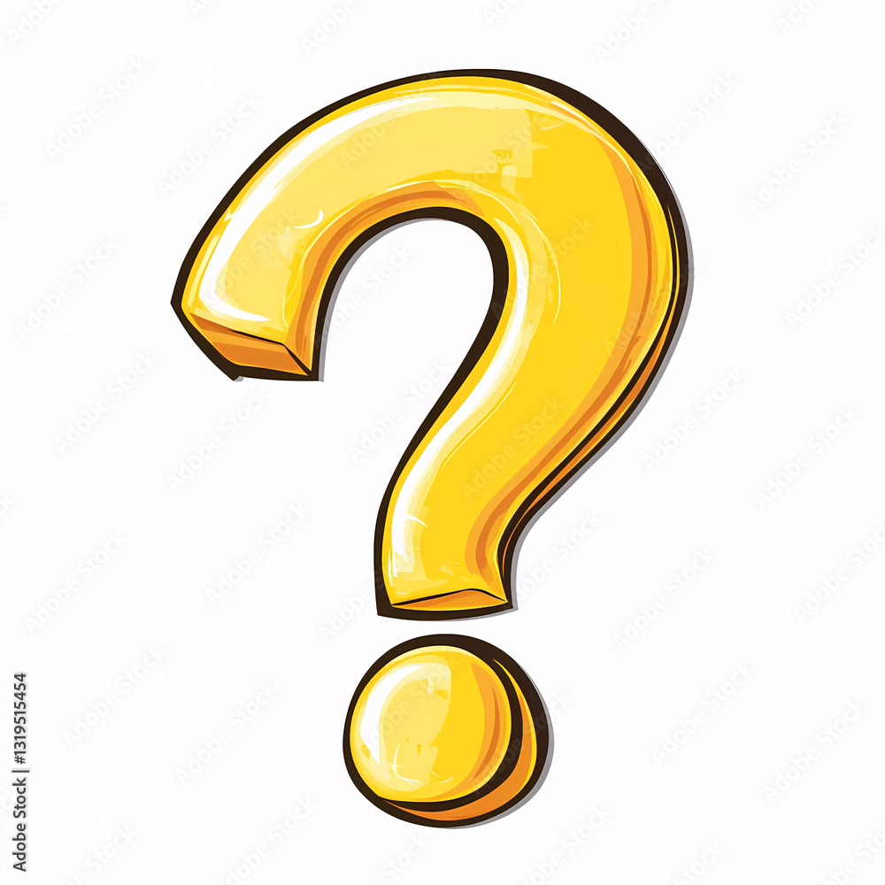 Naklejka premium Golden Question Mark Illustration - 3D Shiny Symbol Digital Art