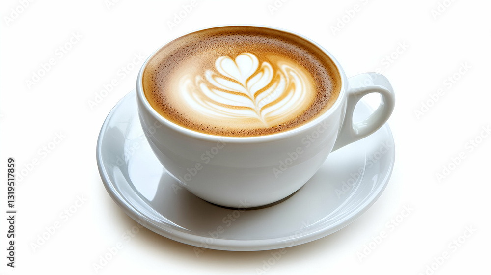 A beautifully crafted latte art heart in a cup, served on a white saucer, perfect for coffee lovers. A beautifully crafted latte art heart in a cup, served on a white saucer, perfect for coffee lovers.