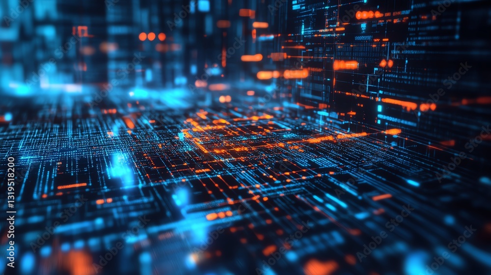 Fototapeta premium AI algorithm analyzing big data on a digital interface