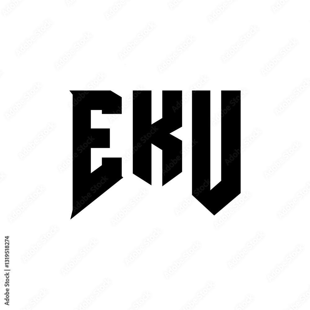Obraz premium EKU letter logo design for technology company. EKU logo design black and white color combination. EKU logo, EKU vector, EKU design, EKU icon, EKU alphabet. EKU typography logo design.