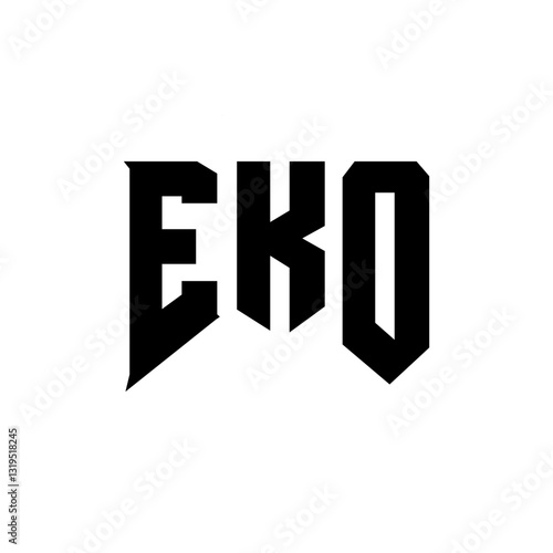 EKO letter logo design for technology company. EKO logo design black and white color combination. EKO logo, EKO vector, EKO design, EKO icon, EKO alphabet. EKO typography logo design.