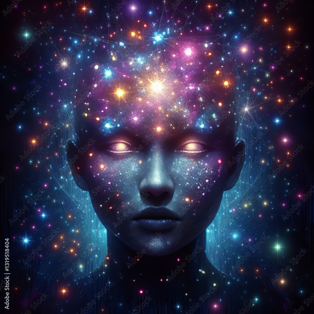 Clarity of Mind Star Head: Metaphorical Girl Portrait Transparent Clarity of Mind Star Head: Metaphorical Girl Portrait Transparent