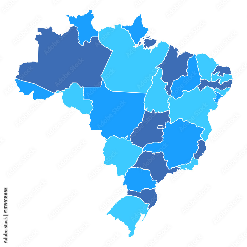 Fototapeta premium Brazil map with regions isolated