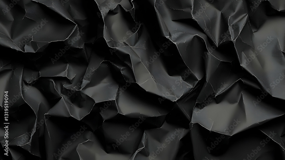 Textured Abstract Composition Featuring A Detailed Close-Up Of A Crumpled Black Paper Surface With Subtle Light Reflections And Varied Depths Textured Abstract Composition Featuring A Detailed Close-Up Of A Crumpled Black Paper Surface With Subtle Light Reflections And Varied Depths