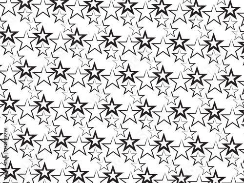 Dynamic Star Cascade: A Playful Black and White Pattern
