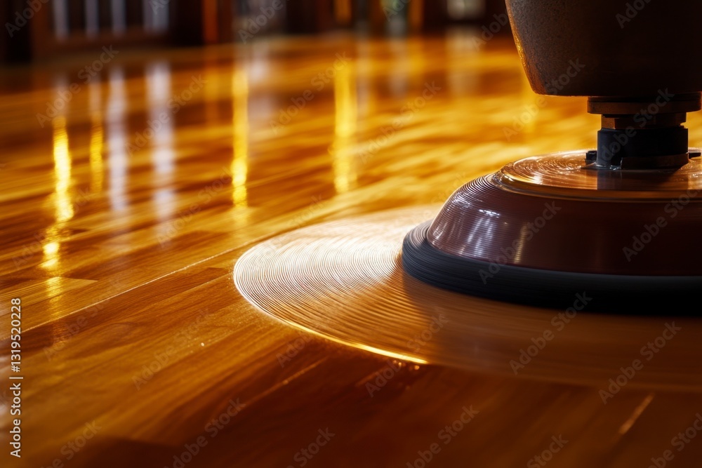 Floor Cleaning Machine Polishing Shining Hardwood Surface in Residential Setting Floor Cleaning Machine Polishing Shining Hardwood Surface in Residential Setting
