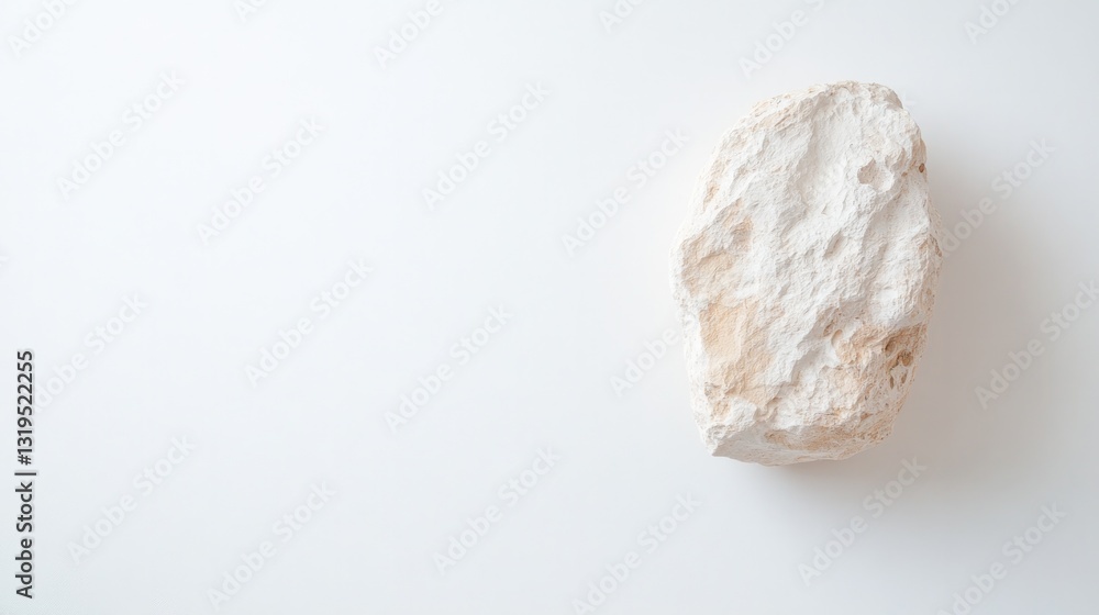 single decorative stone with intricate textures set against pristine white backdrop providing copy space single decorative stone with intricate textures set against pristine white backdrop providing copy space