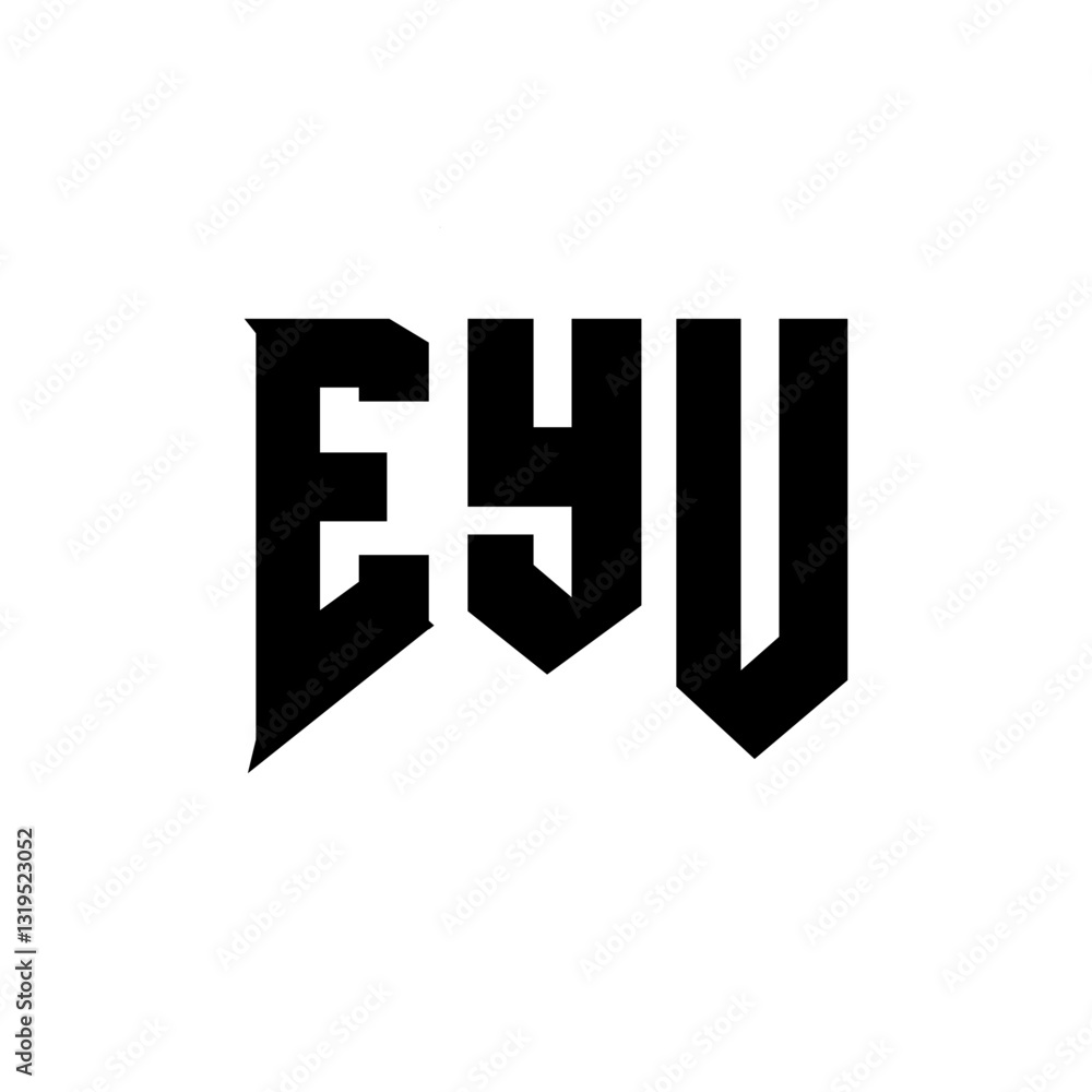 Obraz premium EYU letter logo design for technology company. EYU logo design black and white color combination. EYU logo, EYU vector, EYU design, EYU icon, EYU alphabet. EYU typography logo design.