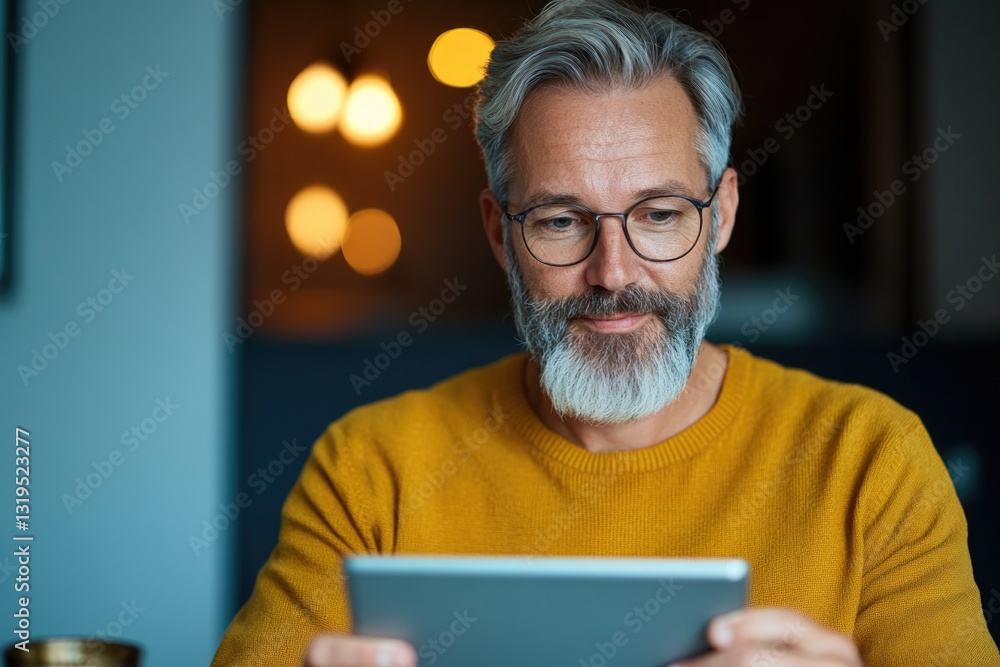 small business owner engaged with financial technology application on digital tablet image should capture user focused small business owner engaged with financial technology application on digital tablet image should capture user focused