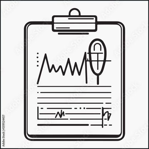 Clipboard with medical charts silhouette