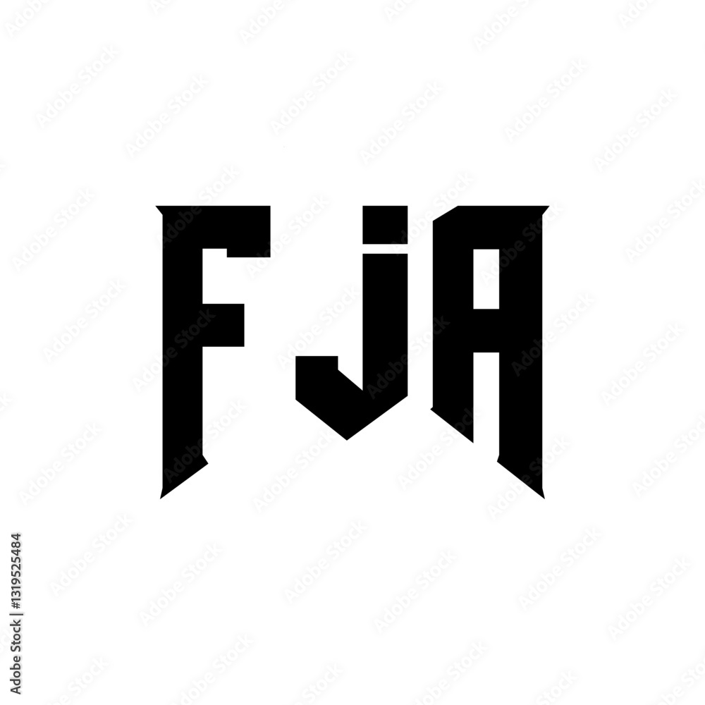 Obraz premium FJA letter logo design for technology company. FJA logo design black and white color combination. FJA logo, FJA vector, FJA design, FJA icon, FJA alphabet. FJA typography logo design.