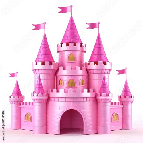 Colorful Pink Castle with Flags and Turrets for Imaginative Play