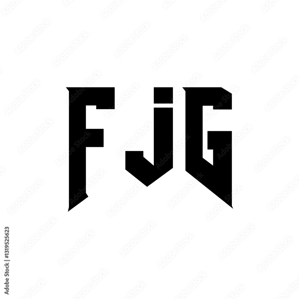 Obraz premium FJG letter logo design for technology company. FJG logo design black and white color combination. FJG logo, FJG vector, FJG design, FJG icon, FJG alphabet. FJG typography logo design.
