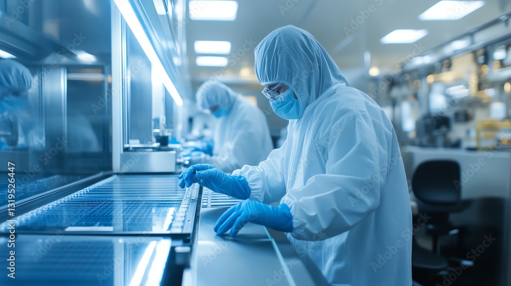 Employees are checking wafer surface roughness using laser scanning technology. Employees are checking wafer surface roughness using laser scanning technology.