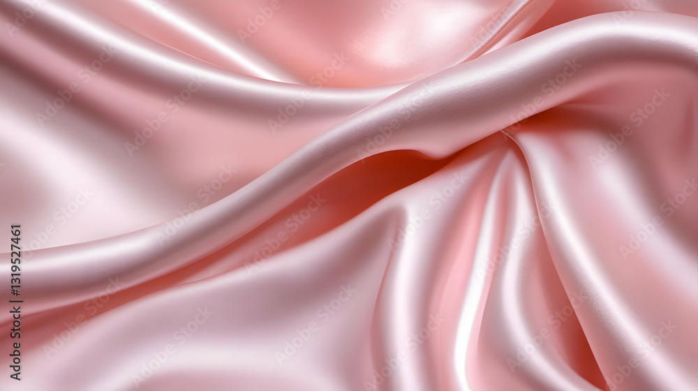 Fototapeta premium Elegant pink satin fabric with smooth, flowing drapes, perfect for fashion and interior design inspiration.