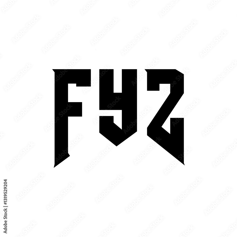 Obraz premium FYZ letter logo design for technology company. FYZ logo design black and white color combination. FYZ logo, FYZ vector, FYZ design, FYZ icon, FYZ alphabet. FYZ typography logo design.