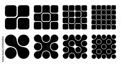 Rounded rectangles and circles shapes connected to each other