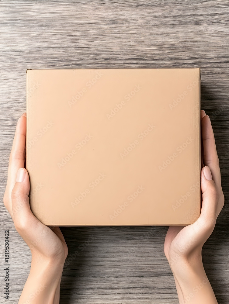 Fototapeta premium Hands holding a cardboard box